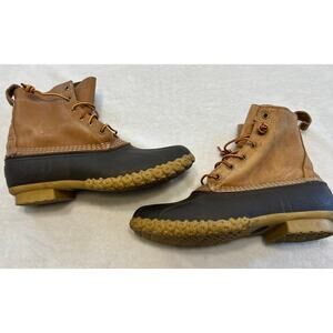 L.L. Bean Mens Boots Size 9 M Maine Hunting Bean Brown Leather Rubber Boots